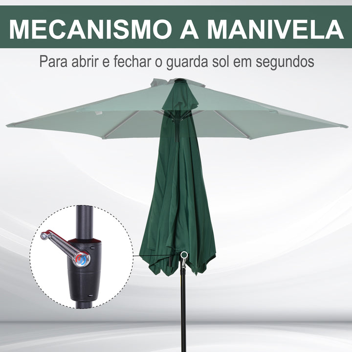 Guarda-sol Reclinável com Manivela de Alumínio com Tela de Poliéster para Jardím Pátio Terraço - F270x235 cm