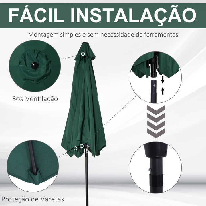 Guarda-sol Reclinável com Manivela de Alumínio com Tela de Poliéster para Jardím Pátio Terraço - F270x235 cm