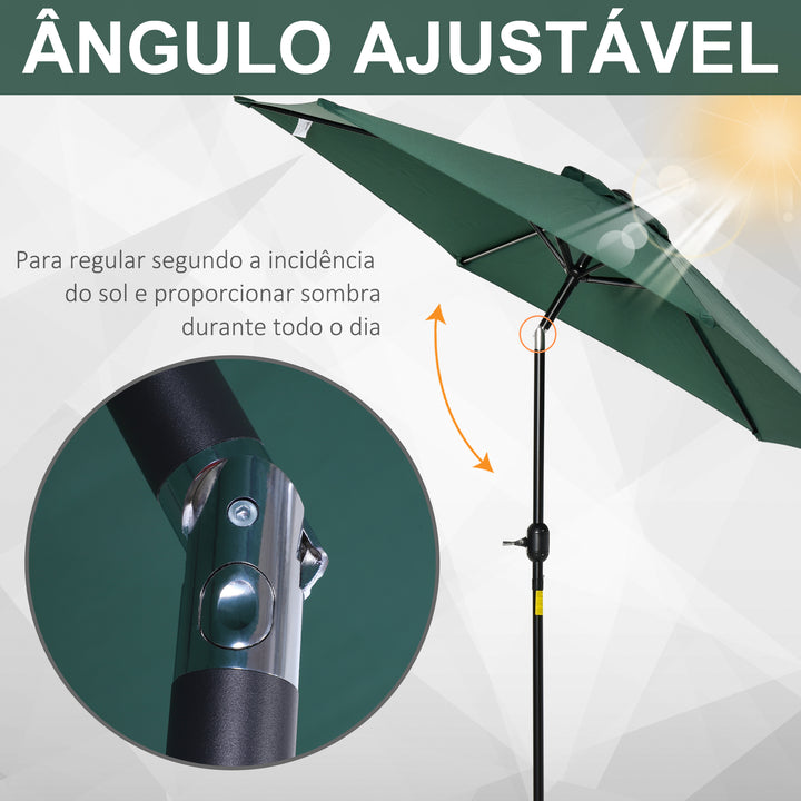 Guarda-sol Reclinável com Manivela de Alumínio com Tela de Poliéster para Jardím Pátio Terraço - F270x235 cm