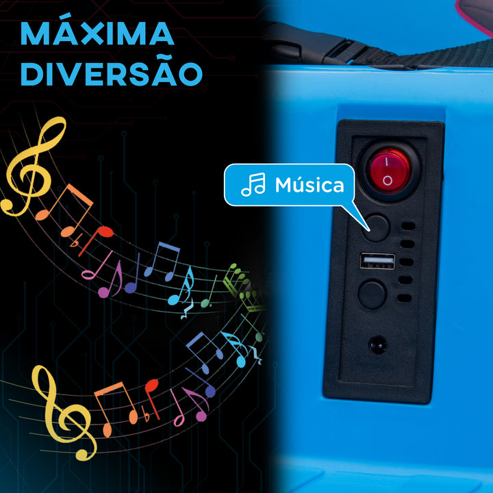 Carrinho de Choque Elétrico para Crianças Carro de Choque com Licença Angry Birds Bateria 12V Controlo Remoto Rotação de 360° Carrinho de Choque com Luzes LED Música 73x73x44 cm Azul