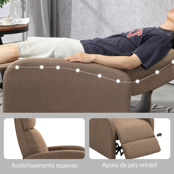 Poltrona Relax Reclinável até 155° Poltrona Reclinável Manual Estofado em Tecido Carga Máxima 150 kg para Pessoas com Altura Inferior 195 cm 67x87x98 cm Marrom