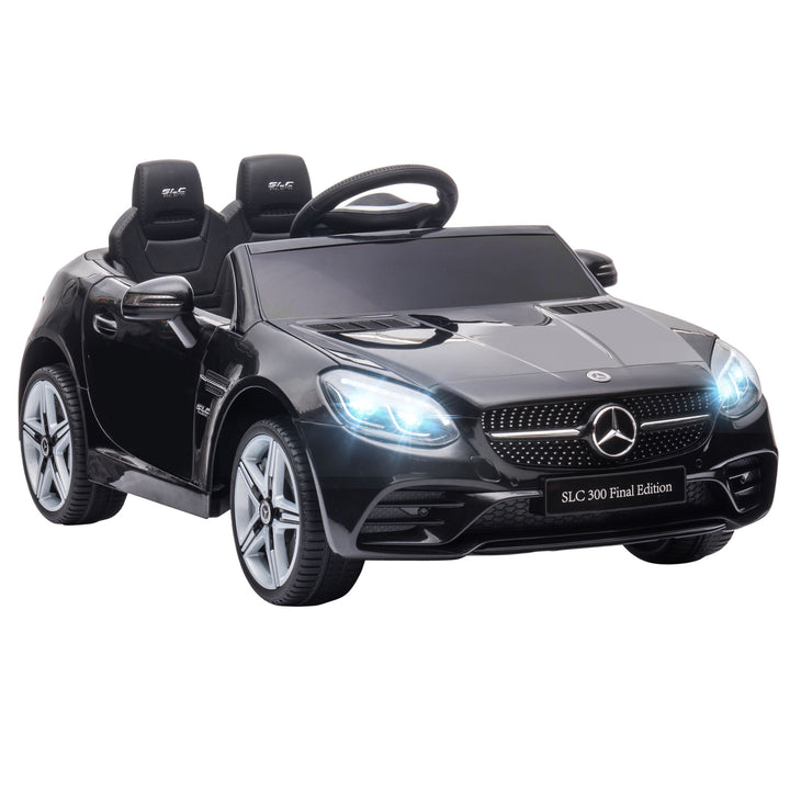 Carro Elétrico Mercedes SLC 300 12V para Crianças de 3-6 Anos com Controlo Remoto Faróis LED Buzina Música TF USB e Abertura da Porta 3-5km/h 107x62,5x44 cm Preto