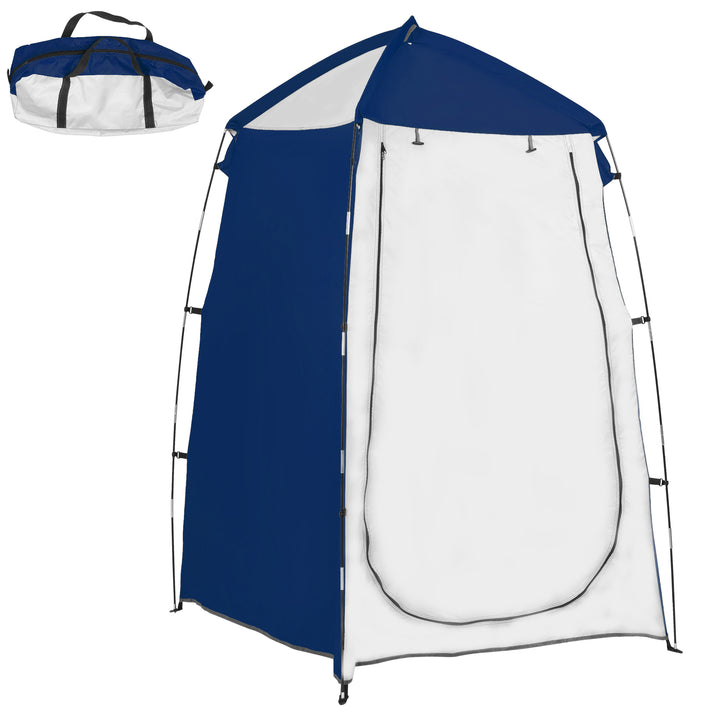 Tenda de Duche Campismo Portátil UV+25 Tenda de Privacidade para Casa de Banho Trocador com Janela Bolso e Bolsa de Transporte 123x121x98cm Azul