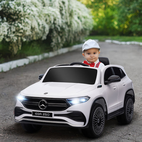 Carro Elétrico para Crianças Mercedes-Benz EQA Carro a Bateria 12V com Controlo Remoto Música Buzina Velocidade 3-8 km/h para Crianças 3-8 Anos 111,5x69x52,5 cm Branco