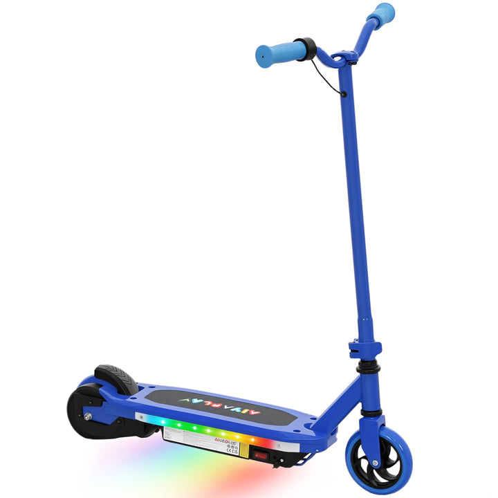 Trotinete Elétrica para Crianças de 6-14 Anos Trotinete Elétrica Máx. 10 km/h Motor 80 W Autonomia Máxima 8 km Trotinete Elétrica Infantil com Luzes LED Travão Traseiro 76x46x93 cm Azul