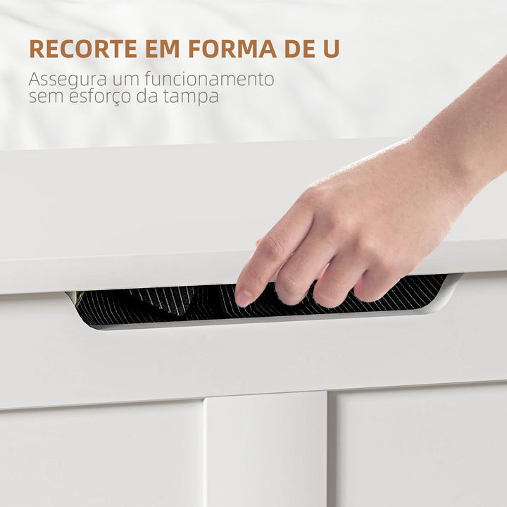 Baú de Armazenamento para Dormitório 100L Baú de Arrumação com Tampa Banco de Armazenagem Versátil com Dobradiça de Segurança para Corredor Sala de Estar 80x40x45 cm Branco