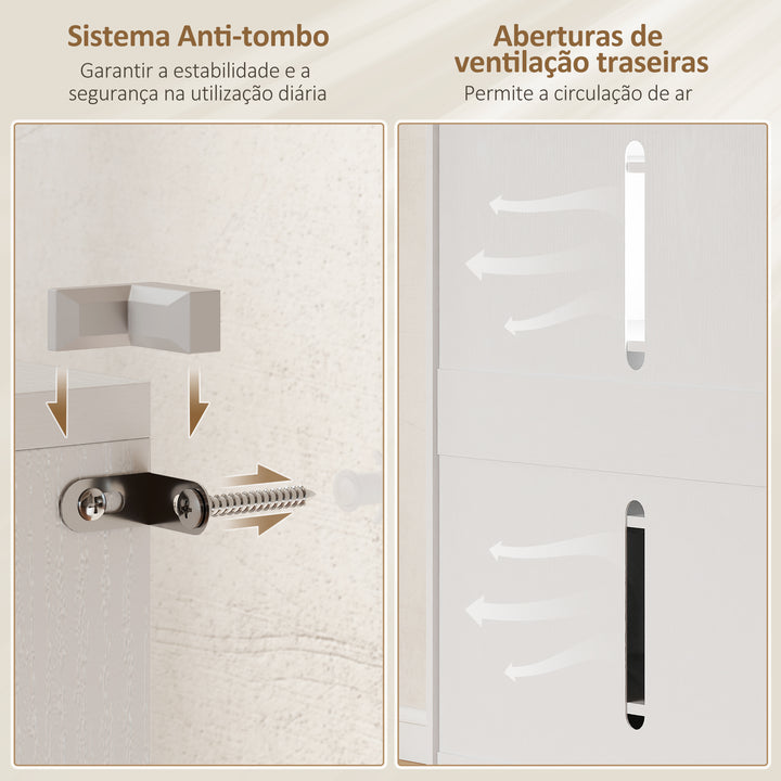 Sapateira de 2 Portas com Fecho Suave Sapateira para Entrada com Prateleiras Ajustáveis Orifícios de Ventilação para 20 Pares de Sapatos 72x34,5x103 cm Branco Brilhante