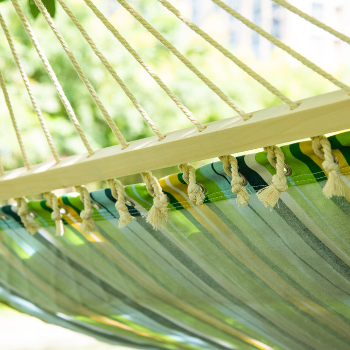 Rede pendurado jardim para 2 pessoas Rede Ecológica para Camping com Travesseiro de 210kg Listras Azuis e Verdes 2.1x1.4m