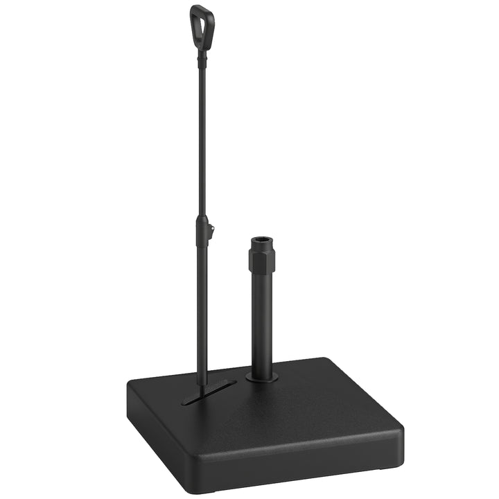 Base para Chapéu de Sol Quadrada Suporte para Chapéu de Sol com Rodas de Pé Recarregável com Água 45L ou Areia 55 kg para Jardim Varanda Preto