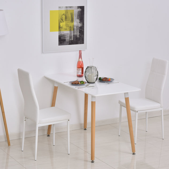 Mesa de jantar estilo nórdico com pernas de madeira 120x60x75 cm branco