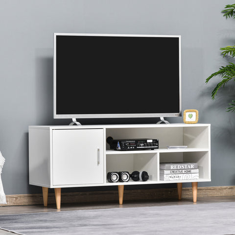 Móvel de TV para Televisores de até 60” Móvel de Sala de Estar Moderno com Armário 3 Compartimentos 120x40x55cm Branco