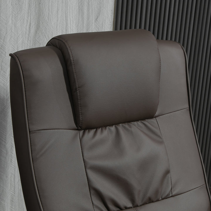 Poltrona de Massagem Elétrica com Banco para Apoiar os Pés Poltrona Relax Giratório Reclinável em até 145° com Controle Remoto e 10 Zonas de Massagem Estofado em PU 77x84x95 cm Marrom Escuro