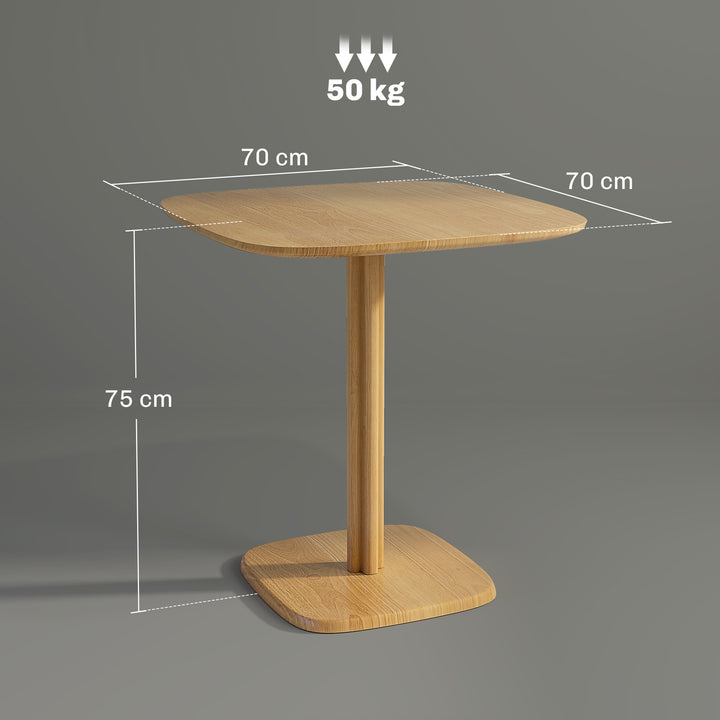 Mesa de Refeição de Madeira Mesa de Cozinha Quadrada para 4 Pessoas Base Quadrada para Espaços Pequenos Sala 70x70x75 cm Madeira