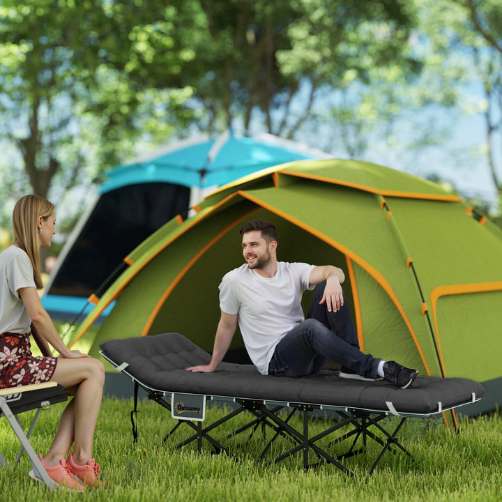 Cama Dobrável para Campismo Cama de Acampamento Portátil com Apoio para Cabeça Colchão Amovível e Bolsa de Transporte Carga 150 kg para Praia Senderismo 196x68x37 cm Preto