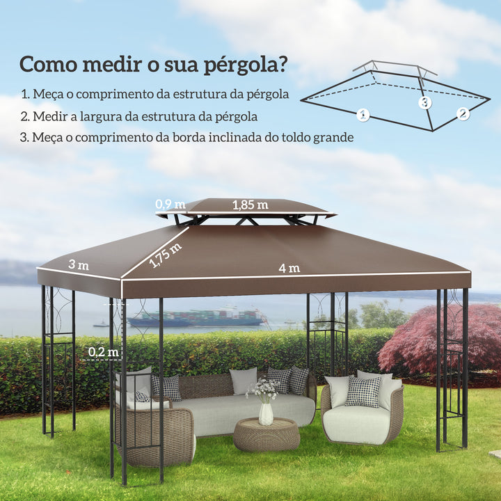 Teto substituição de toldo cobertura superior com 8 Furos 3x4m Marrom