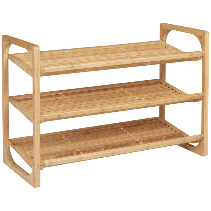 Sapateira de Bambu de 3 Níveis Sapateira para 9 Pares de Sapatos Organizador para Entrada Corredor Casa de Banho 76x33x51 cm Madeira