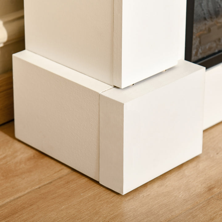 Lareira Elétrica 1800W Lareira Decorativa com Efeito de Chama Realista Controlo Remoto Temporizador Proteção contra Sobreaquecimento para Ambientes até 30 m² 80,7x22,5x76,5 cm Branco