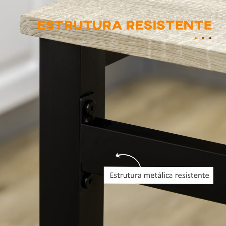 Conjunto de Mesa e Cadeiras de Refeição Mesa de Cozinha Retangular com 4 Cadeiras Estilo Moderno Estrutura Metálica para Espaços Pequenos Carvalho e Preto