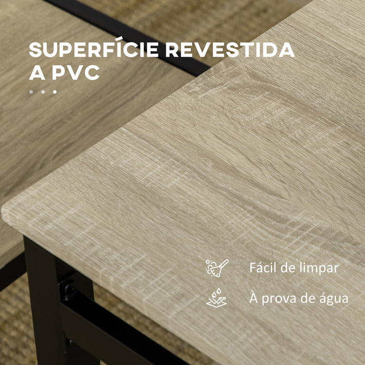 Conjunto de Mesa e Cadeiras de Refeição Mesa de Cozinha Retangular com 4 Cadeiras Estilo Moderno Estrutura Metálica para Espaços Pequenos Carvalho e Preto