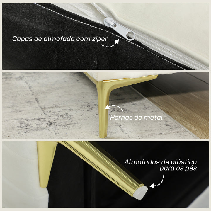 Poltrona de Sala Poltrona Relax Moderna 81x77x81 cm Estofada em Veludo Acolchoamento Espesso Assento Amplo Apoio de Braços Almofada Creme