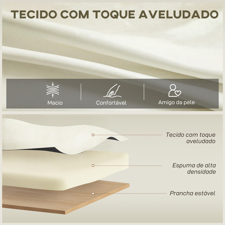 Poltrona de Sala Poltrona Relax Moderna 81x77x81 cm Estofada em Veludo Acolchoamento Espesso Assento Amplo Apoio de Braços Almofada Creme