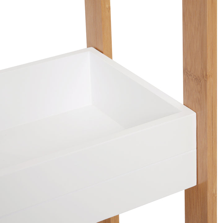 Móvel Auxiliar de banheiro com 3 Prateleiras Organizadoras de Bambu 27,5x20,8x74 cm Cor Branco e Natural