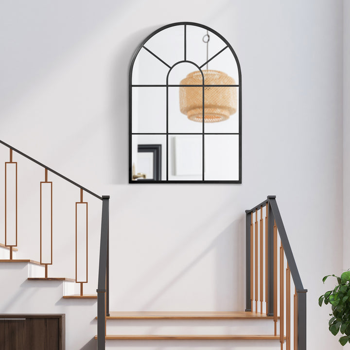 Espelho Decorativo de Parede 50x70cm Espelho de Metal para Sala de Jantar Dormitório Entrada Estilo Moderno Preto