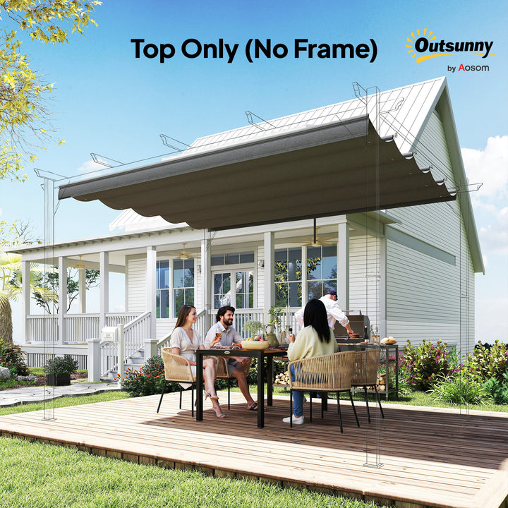 Cobertura para Pérgola 3,5x2,5 m Teto de Substituição Retrátil para Pérgola com 10 Orifícios de Drenagem Cinza Escuro