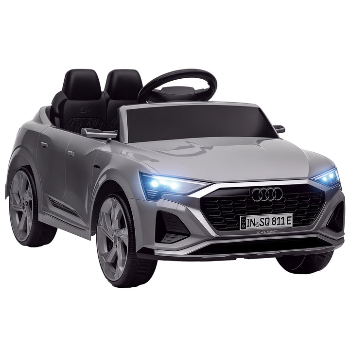 Carro Elétrico para Crianças acima de 3 Anos Carro Audi Q8 Etron Sportback Infantil com Bateria 12V Controlo Remoto Faróis Buzina e Música 98x49,5x43 cm Cinza