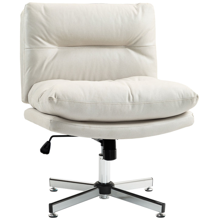 Cadeira de Escritório sem Apoio para os Braços Cadeira de Escritório com Altura Ajustável Função Basculante Base Cruzada e Assento Amplo Cadeira para Estúdio 65x65x84-94 cm Cinza Claro
