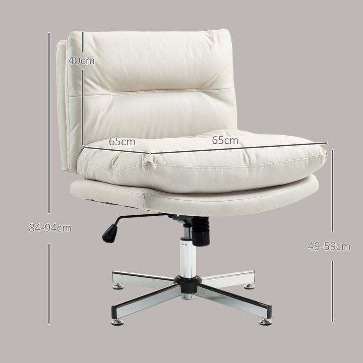 Cadeira de Escritório sem Apoio para os Braços Cadeira de Escritório com Altura Ajustável Função Basculante Base Cruzada e Assento Amplo Cadeira para Estúdio 65x65x84-94 cm Cinza Claro