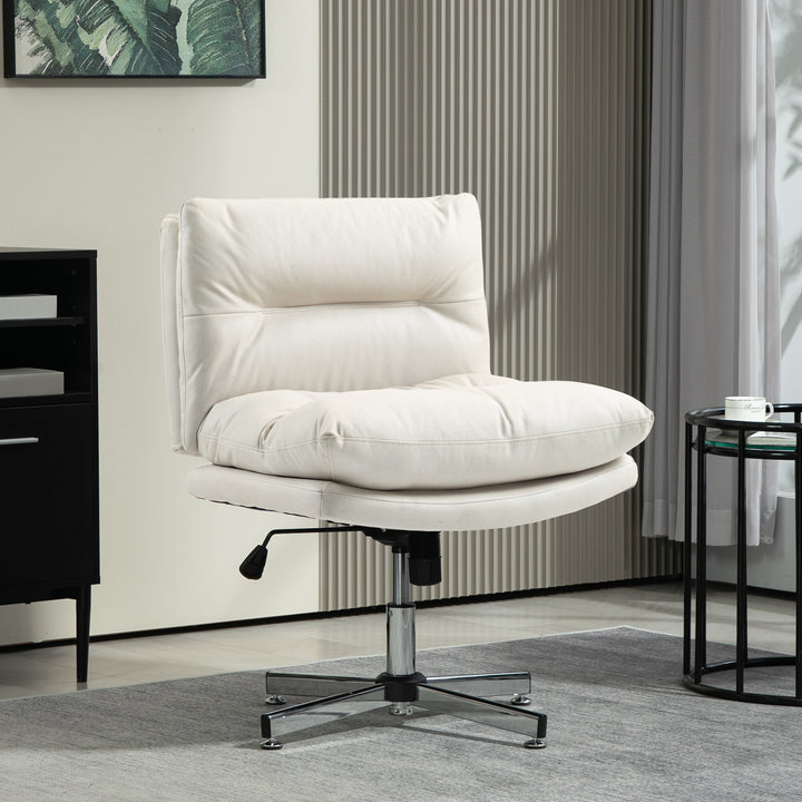 Cadeira de Escritório sem Apoio para os Braços Cadeira de Escritório com Altura Ajustável Função Basculante Base Cruzada e Assento Amplo Cadeira para Estúdio 65x65x84-94 cm Cinza Claro