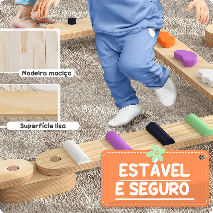 Traves de Equilíbrio Jogo de Equilíbrio de Madeira para Crianças acima de 3 Anos Jogo de Equilíbrio Infantil para Interior e Exterior Multicor