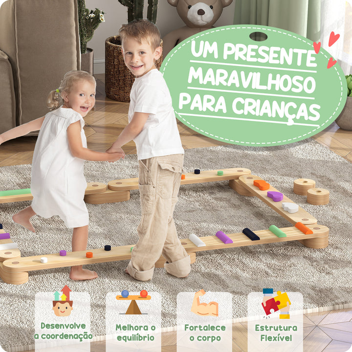Traves de Equilíbrio Jogo de Equilíbrio de Madeira para Crianças acima de 3 Anos Jogo de Equilíbrio Infantil para Interior e Exterior Multicor