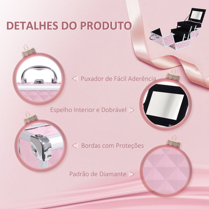 Mala para Maquilhagem Organizador Cosméticos Profissional 20x15x15cm