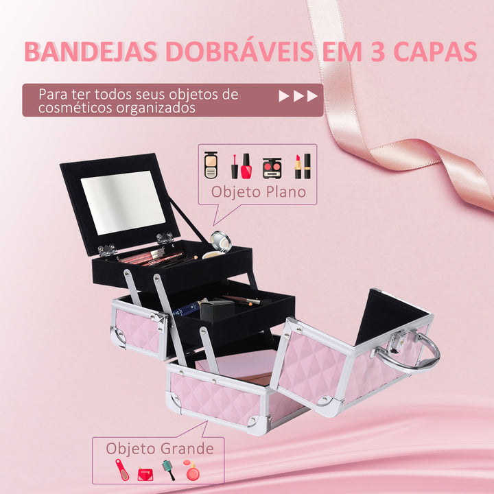 Mala para Maquilhagem Organizador Cosméticos Profissional 20x15x15cm