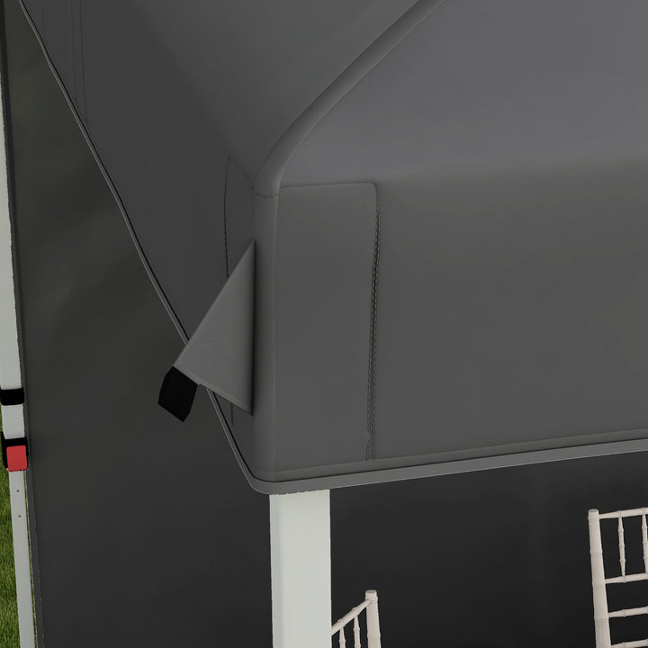Tenda Dobrável 2,5x2,5 m Altura Ajustável Tenda de Jardim com 1 Parede Lateral Teto com Ventilação e Bolsa de Transporte para Acampamento Festas Cinza Escuro