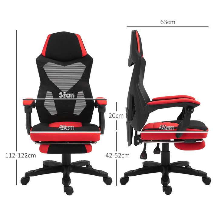 Cadeira de Escritório reclinável altura ajustável até 135º 58x72x(108-118)cm Vermelho