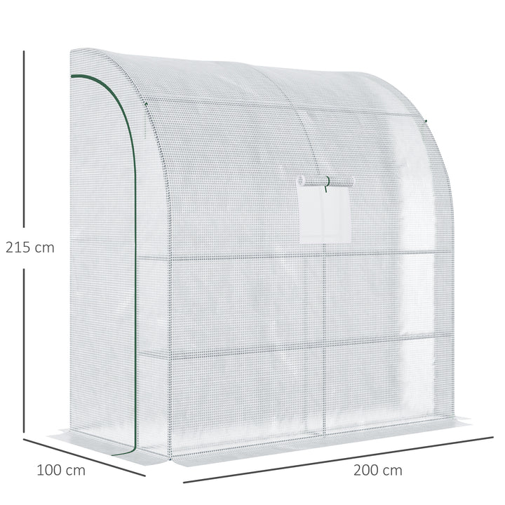 Estufa Pequena Estufa de Exterior com Janelas Prateleiras de 3 Níveis e Estrutura de Aço Estufa para Cultivo de Plantas Flores 200x100x215 cm Branco