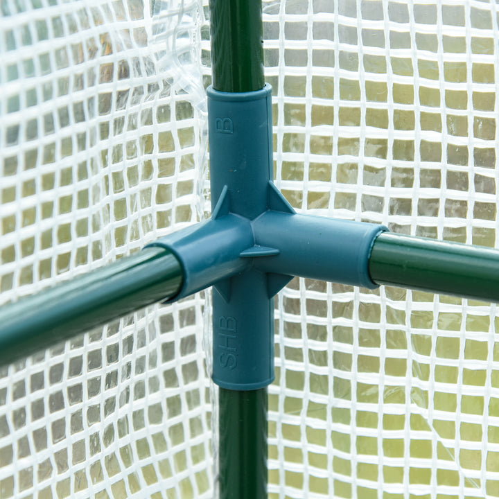 Estufa Pequena Estufa de Exterior com Janelas Prateleiras de 3 Níveis e Estrutura de Aço Estufa para Cultivo de Plantas Flores 200x100x215 cm Branco