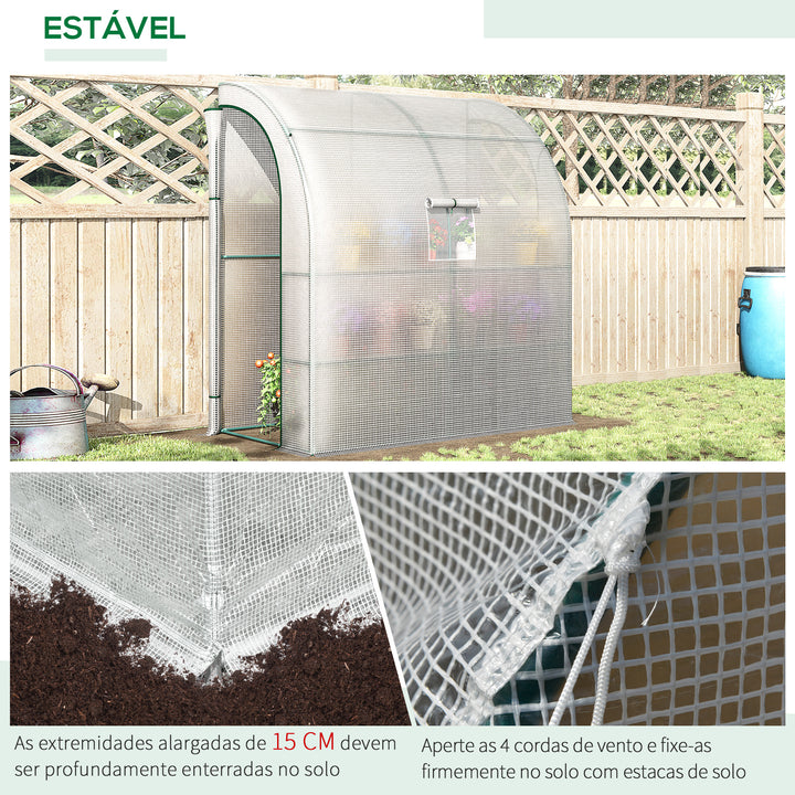 Estufa Pequena Estufa de Exterior com Janelas Prateleiras de 3 Níveis e Estrutura de Aço Estufa para Cultivo de Plantas Flores 200x100x215 cm Branco