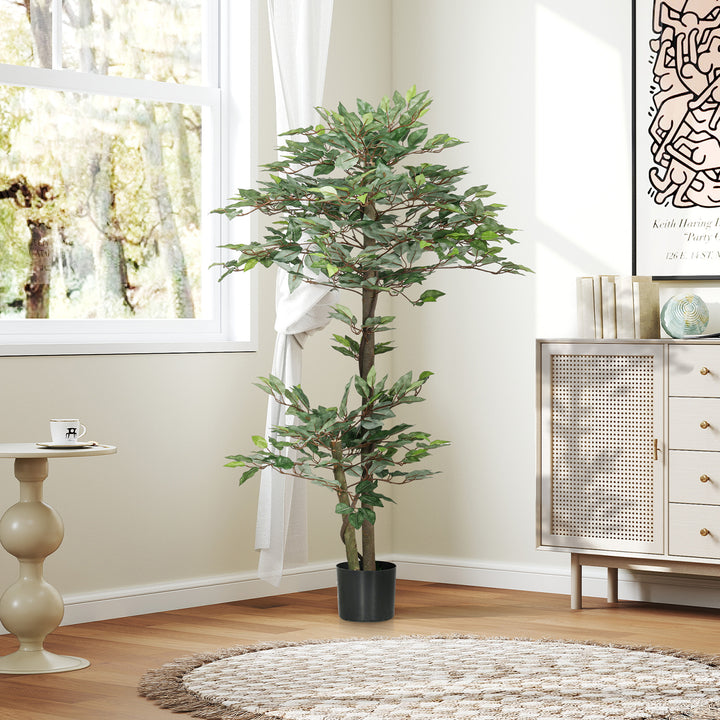 Planta Artificial Ficus 150 cm Planta Artificial com 1008 Folhas Musgo e Vaso Planta Artificial Decorativa para Interior e Exterior Casa Sala de Estar Escritório Verde