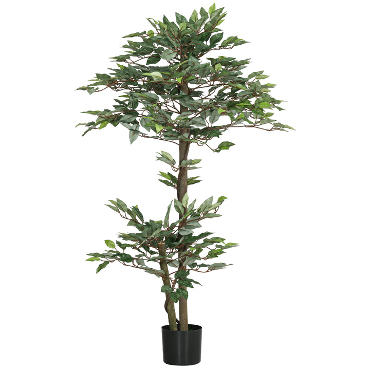 Planta Artificial Ficus 150 cm Planta Artificial com 1008 Folhas Musgo e Vaso Planta Artificial Decorativa para Interior e Exterior Casa Sala de Estar Escritório Verde