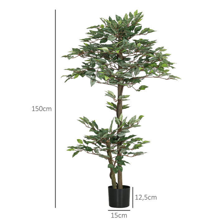Planta Artificial Ficus 150 cm Planta Artificial com 1008 Folhas Musgo e Vaso Planta Artificial Decorativa para Interior e Exterior Casa Sala de Estar Escritório Verde