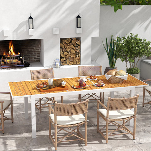 Mesa de Jardim Extensível Mesa de Jantar Exterior Mesa de Terraço Retangular para 6-8 Pessoas com Estrutura de Alumínio Capacidade 50 kg para Varanda 180/240x94x73 cm Marrom