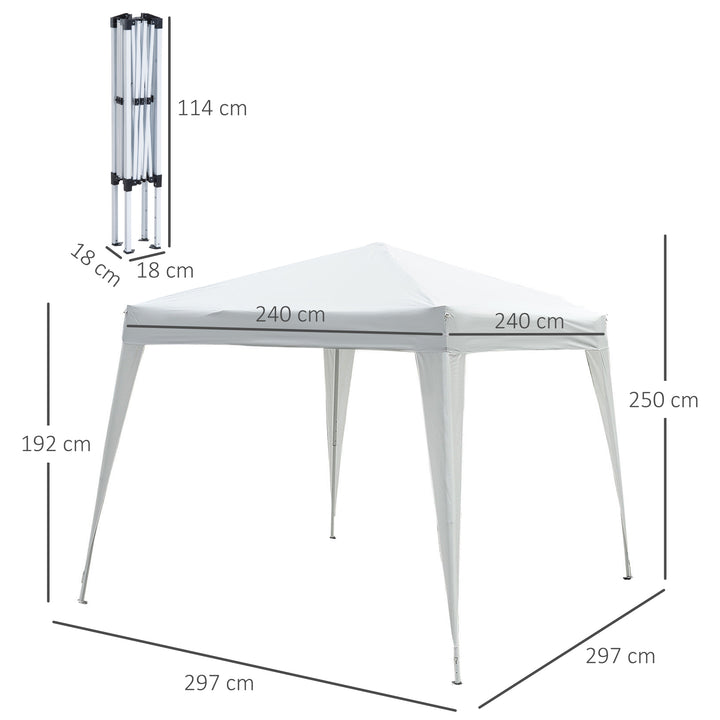 Tenda Dobrável para Exterior 3x3m para Jardim Parque de Campismo Festa Loja Eventos – Cor branco mate com tonalidade cinzenta– Aço e Oxford
