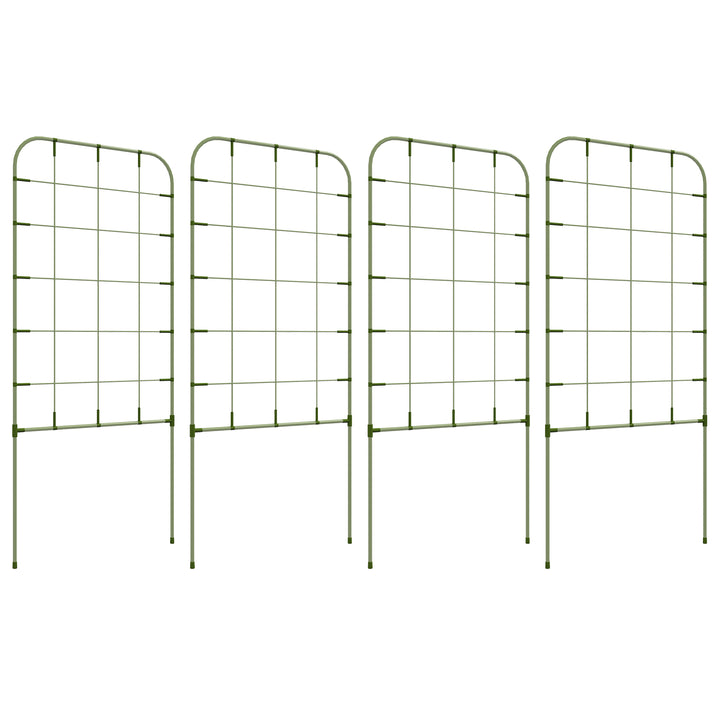 Conjunto de 4 Treliças de Jardim Suportes para Plantas Trepadeiras com Estrutura de Aço para Frutas Vegetais Flores 40x90 cm Verde