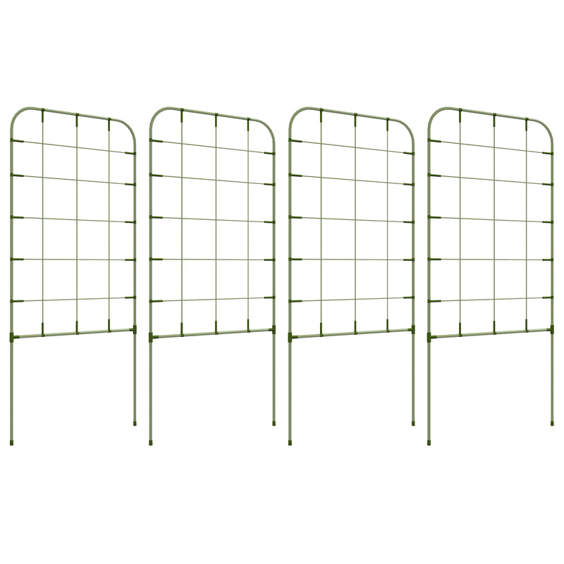 Conjunto de 4 Treliças de Jardim Suportes para Plantas Trepadeiras com Estrutura de Aço para Frutas Vegetais Flores 40x90 cm Verde