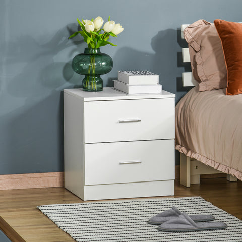 Mesa de Cabeceira Moderna Mesinha de Cabeceira com 2 Gavetas Mesa Auxiliar para Sala Quarto Capacidade 30 kg 45x39,5x49 cm Branco