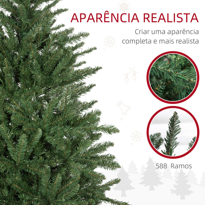 Árvore de Natal 150 cm Árvore de Natal Artificial com 220 Luzes LED 588 Ramos e Suporte de Metal Árvore Natalina para Sala Interior Verde